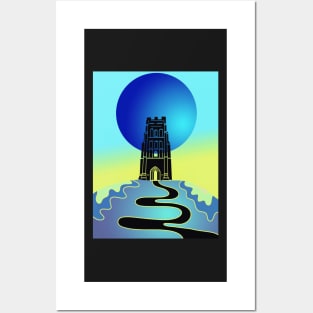 Glastonbury Tor Blu Posters and Art